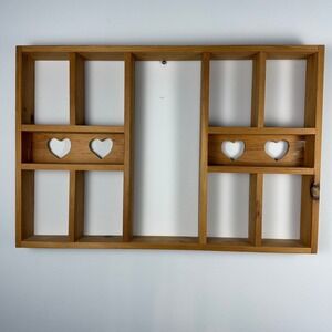 Jack's Wood Crafts Wooden Heart Shadow Box Wall Shelf 9 Compartment Display Case